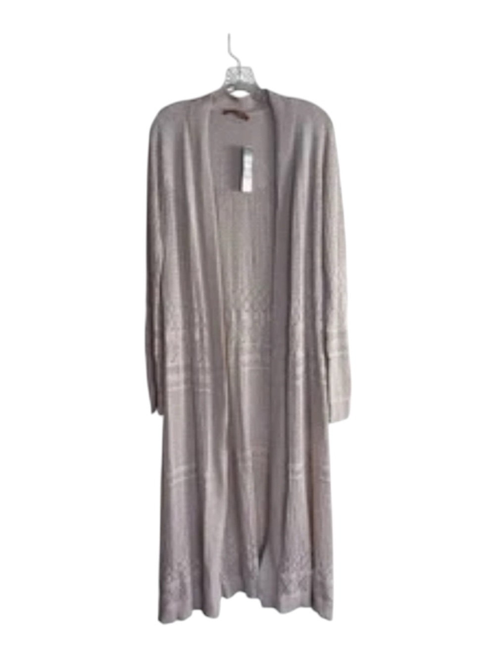 NWT Belldini Crochet Pointelle Stitch Duster Long Cardigan Knit Oatmeal L Boho